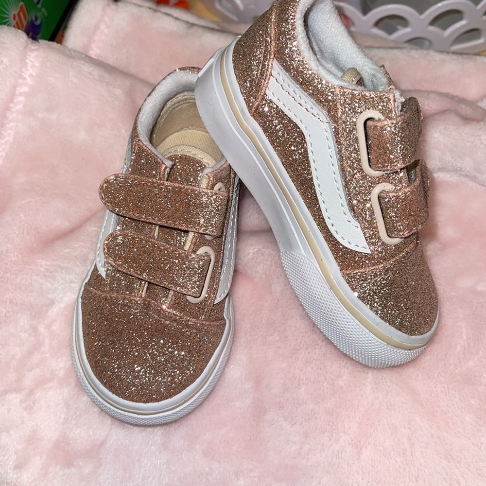 Vans Old Skool V Glitter Skate Shoe - Baby / Toddler - Amberlight